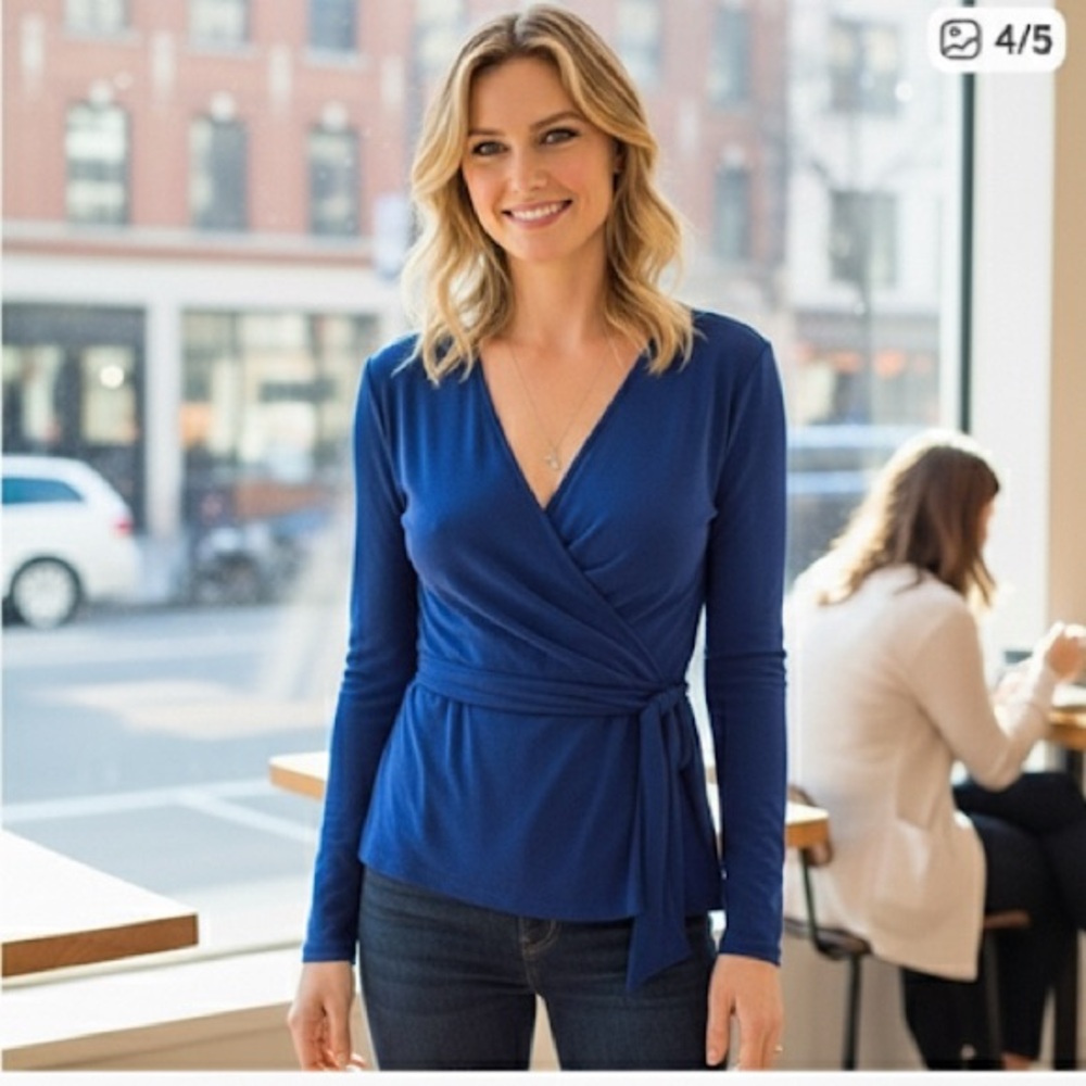 Zara  Cobalt Blue Women's Wrap Top NWOT